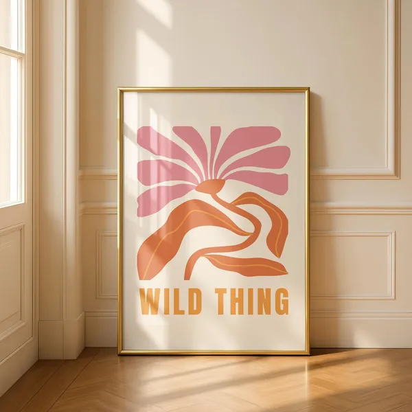 Wild Thing Retro Flower Typography Art Print