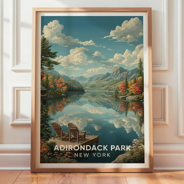 Adirondack Park Vintage Poster, New York Landscape