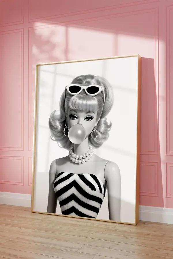Retro Doll Art Print, Fashion Girl Decor