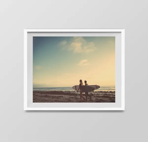 Surfers at Sunset in Del Mar Retro Travel Poster