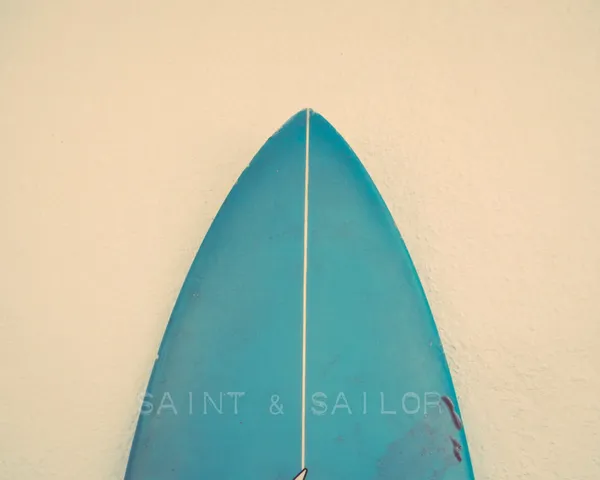 Turquoise Surfboard Tip Beach Retro Vintage Art Print