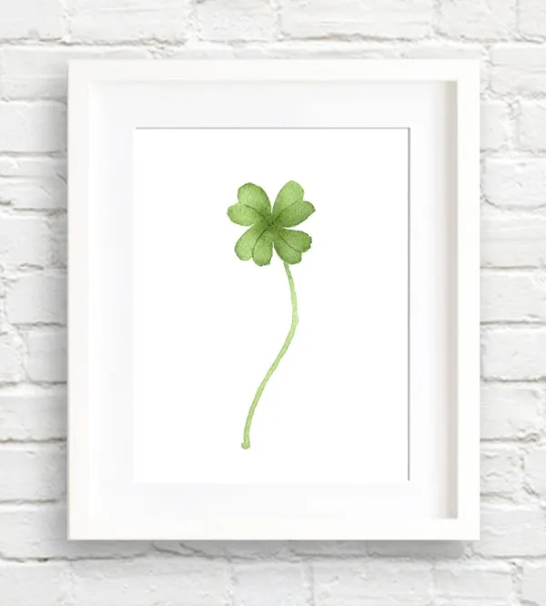 Shamrock Four Leaf Clover Watercolor Art Print