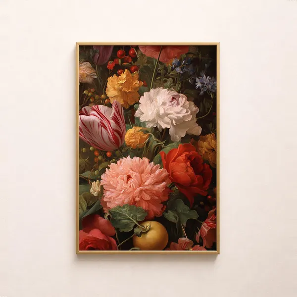 Vintage Floral Still Life, Romantic Peonies Roses Art Print