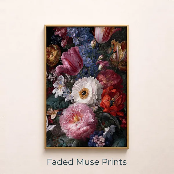 Vintage Jewel Tone Floral Bouquet Art Print