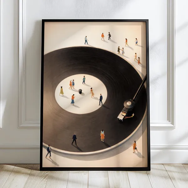 Vinyl Record Figure Scene, Modern Music Art Print