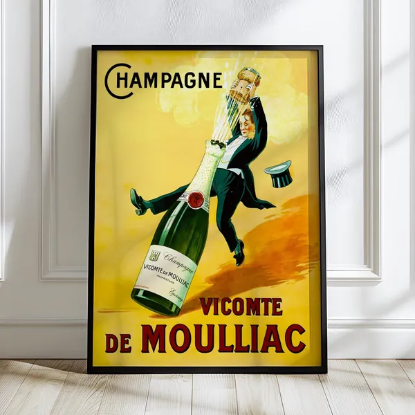 Vicomte De Moulliac Vintage French Champagne Poster