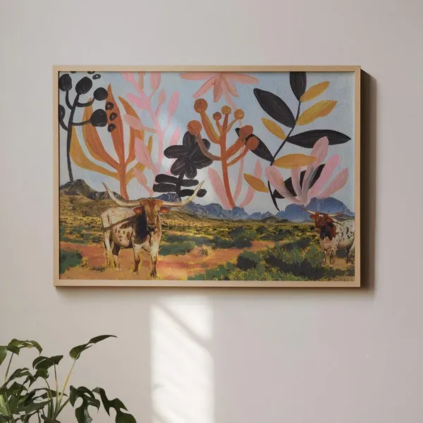 Abstract Longhorns Print, Big Bend West Texas Art