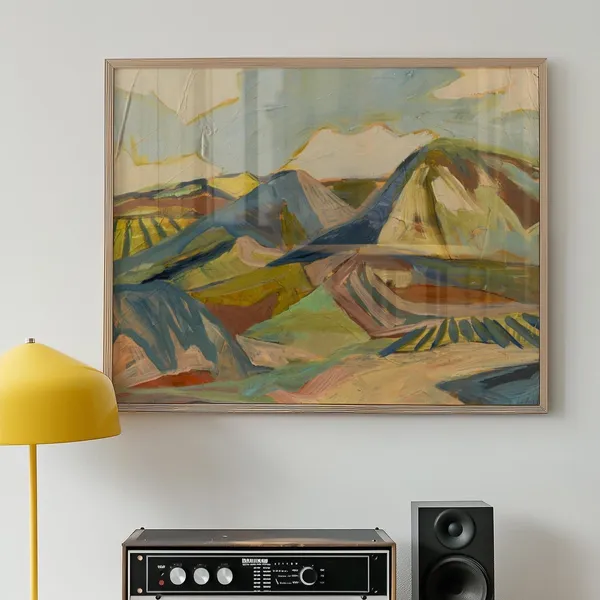 Neutral Desert Landscape, Boho Southwest Art Print