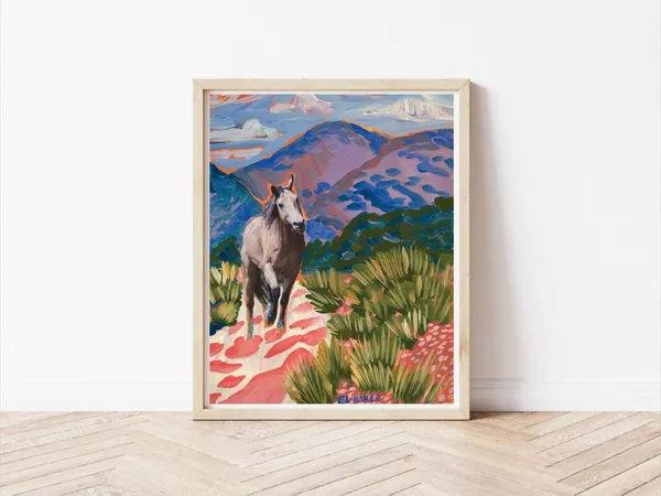 Southwestern Horse Vintage Desert Landscape Art Print