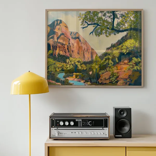 Zion National Park, Mid-Century Desert Landscape Art Print