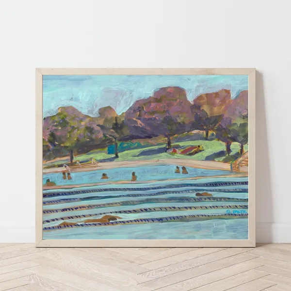 Deep Eddy Pool Vintage Austin Texas Watercolor Art