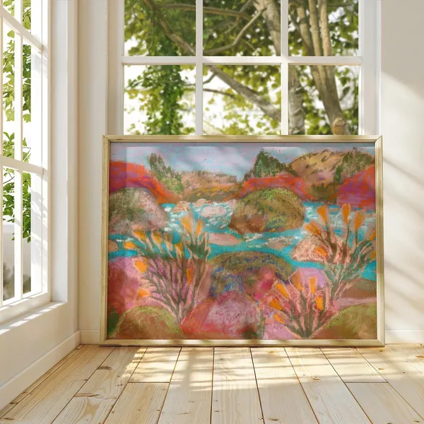 Lake Tahoe Art Print, Mid-Century Modern Landscape