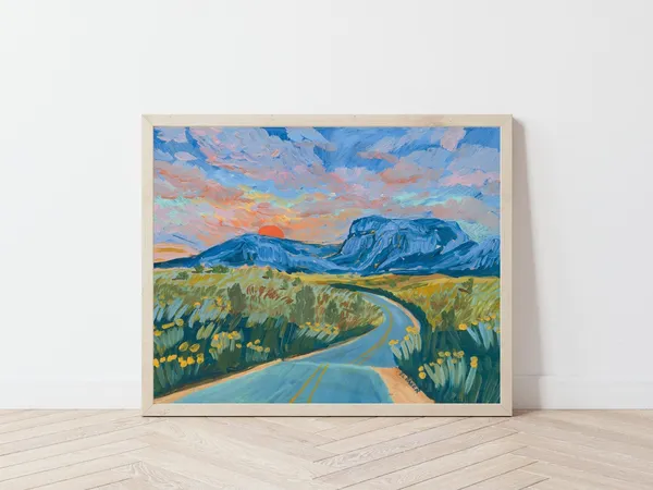 Big Bend Sunset Vintage West Texas Landscape Poster