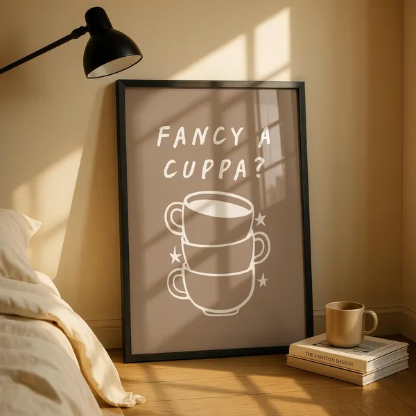 Fancy A Cuppa Kitchen Typography Quote Art Print