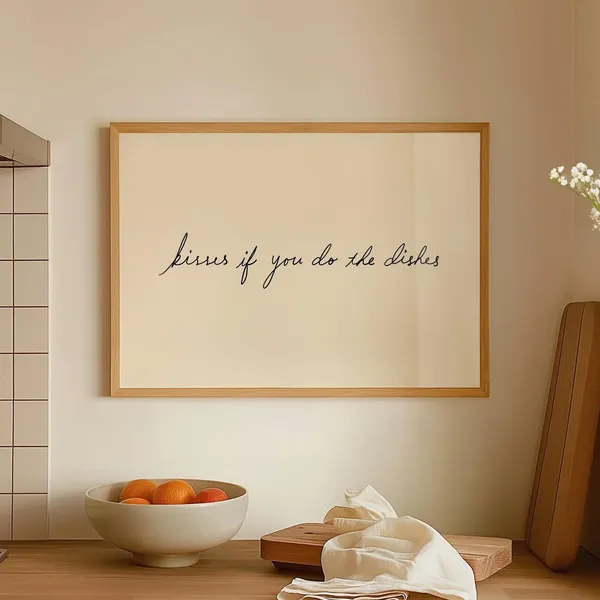 Kisses If You Do The Dishes Kitchen Art Print