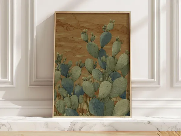 Abstract Cactus Desert Landscape Art Print