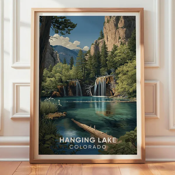 Hanging Lake Colorado Vintage Travel Poster Art Print