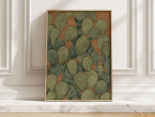Prickly Pear Succulent Art Print, Modern Southwest