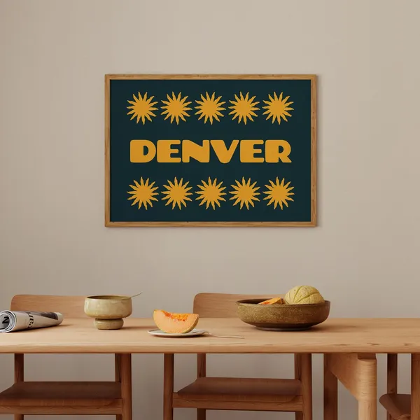 Retro Denver Typography Travel Poster, Horizontal