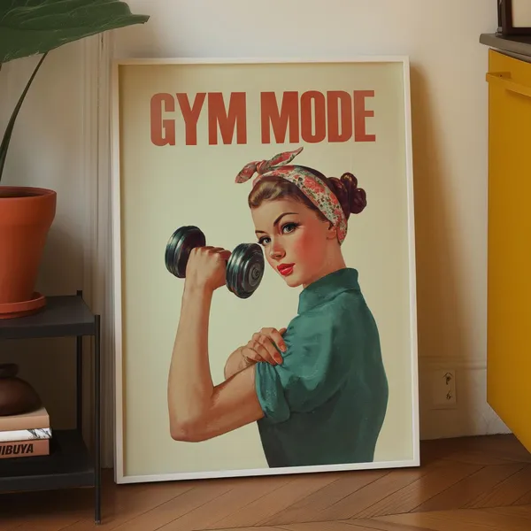Retro Gym Girl Power Vintage Workout Poster