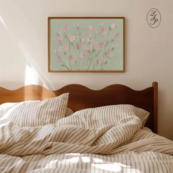 Springtime Pink Blossoms Art Print, Cottagecore Floral