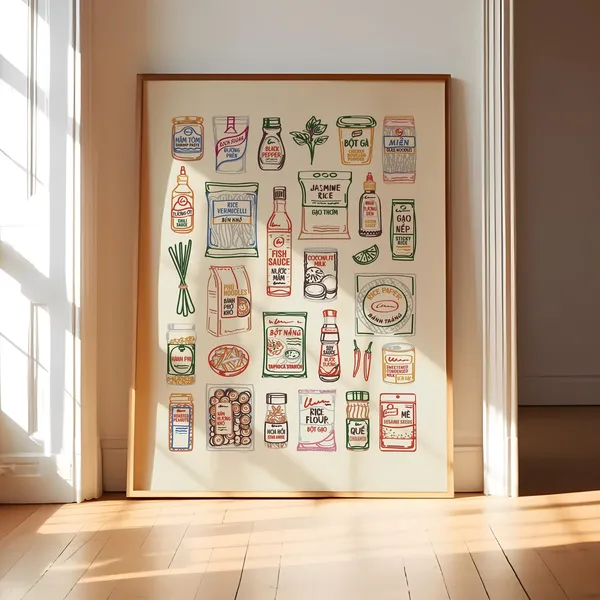 Vietnamese Pantry Art Print, Asian Kitchen Decor