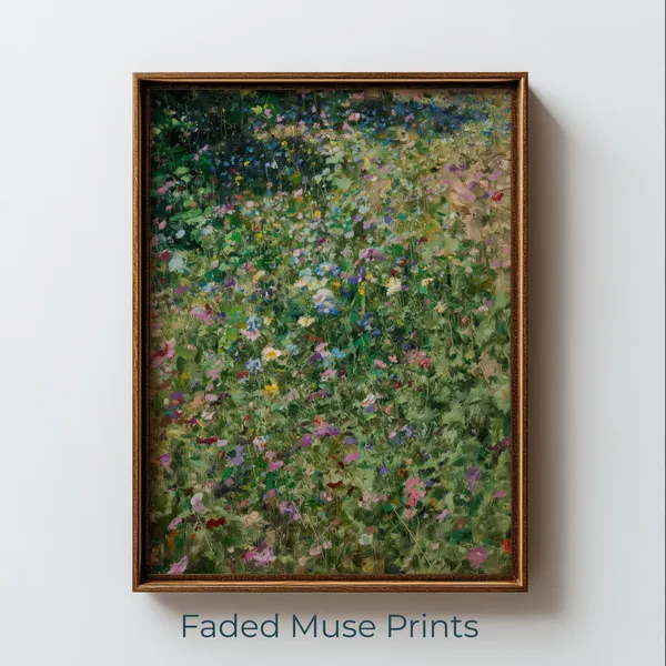 Impressionist Wildflower Meadow Art Print, Cottagecore Floral