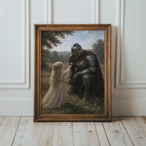 Fantasy Medieval Fairytale Knight And Girl Art Print