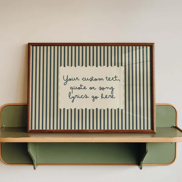 Personalized Song Lyrics Quote Art Print, Vintage Stripe