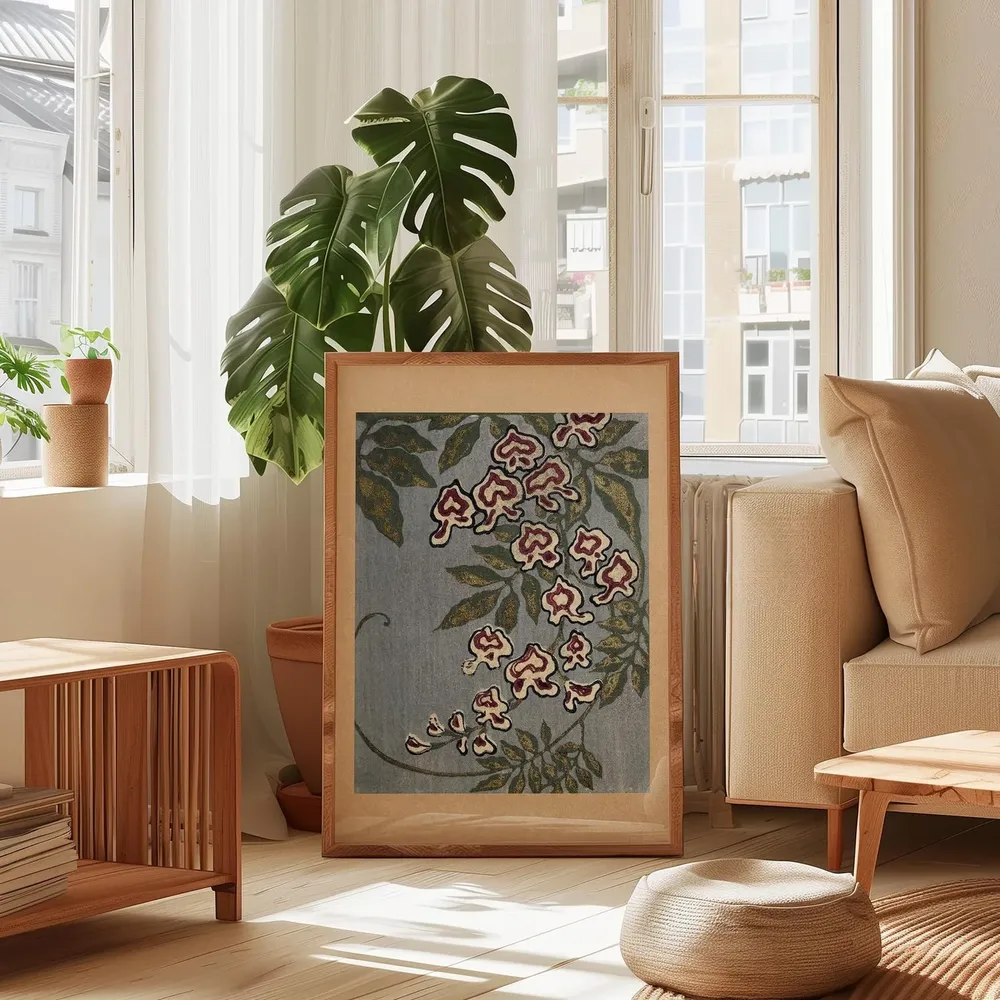 Vintage Japanese Wisteria Floral Botanical Meiji Style Poster - Image 3