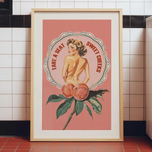 Funny Bathroom Print, Retro Toilet Art