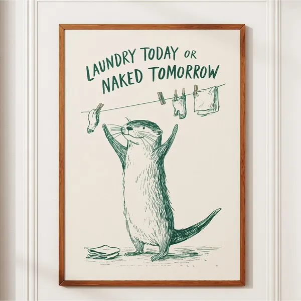 Funny Otter Laundry Room Humorous Wall Art Print