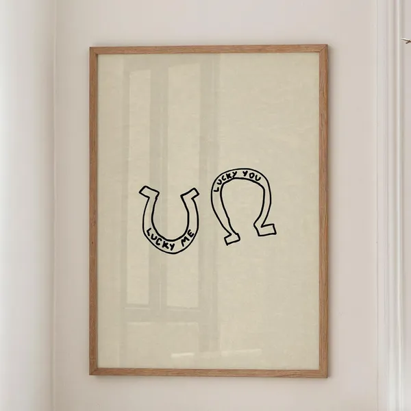 Western Horseshoe Print, Lucky Me You Art Print