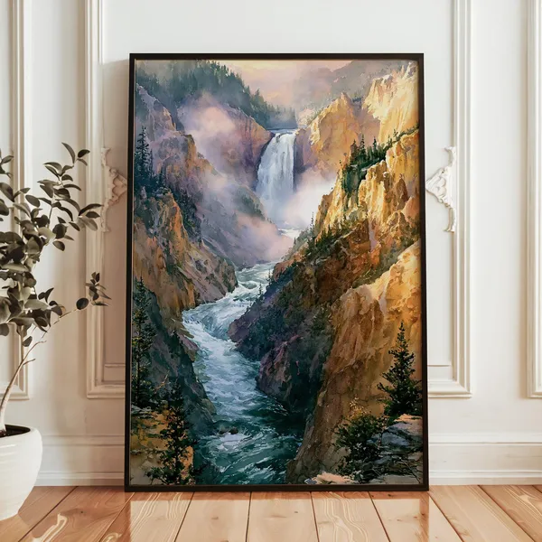 Yellowstone National Park Watercolor Travel Poster