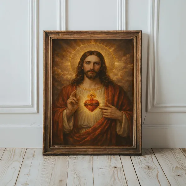 Jesus With Sacred Heart Religious Poster