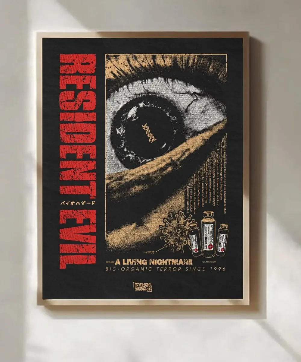 Resident Evil A Living Nightmare Vintage Horror Game Art Poster