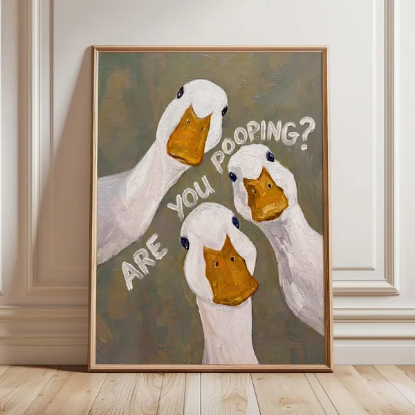 Funny Goose Bathroom Print, Toilet Humor Decor