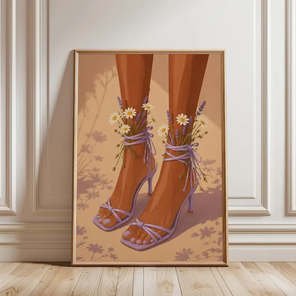 Lavender Daisy Floral Heels Art Print