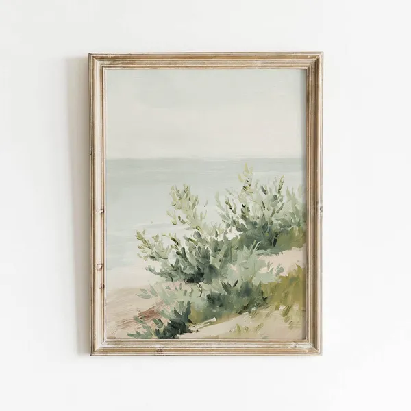 Coastal Dune Scene, Soft Beachy Poster Print