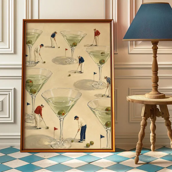 Martini Golf Vintage Cocktail Art Print