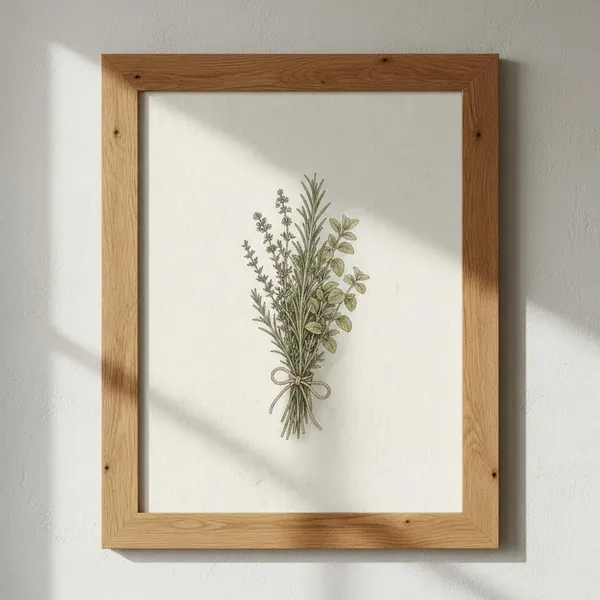 Mediterranean Herb Bundle Vintage Kitchen Art Print