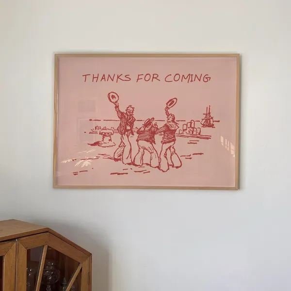 Thanks For Coming Coastal Wall Art, Vintage Illustration