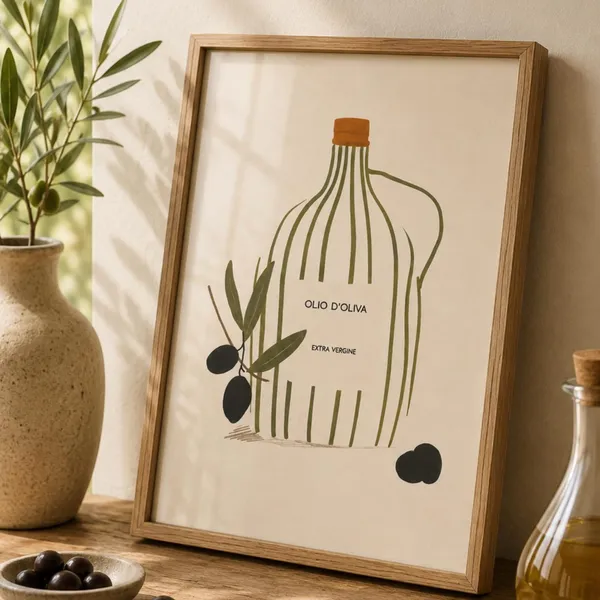 Olive Oil Branch Art Print, Mediterranean Minimalist