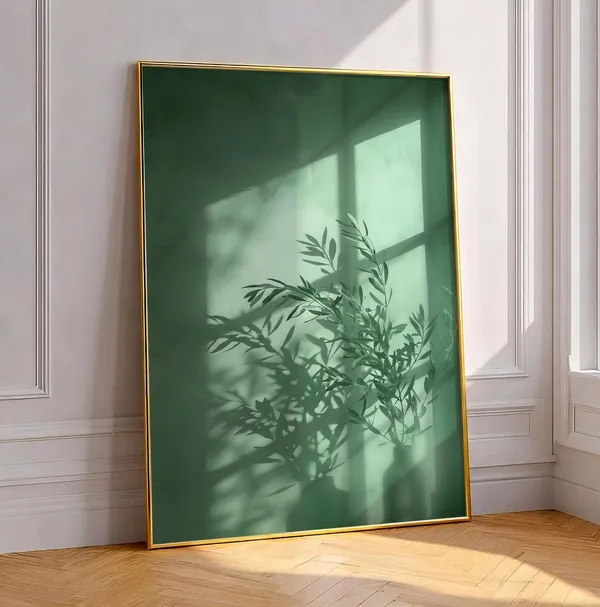 Emerald Olive Branch Botanical Art Print, Japandi