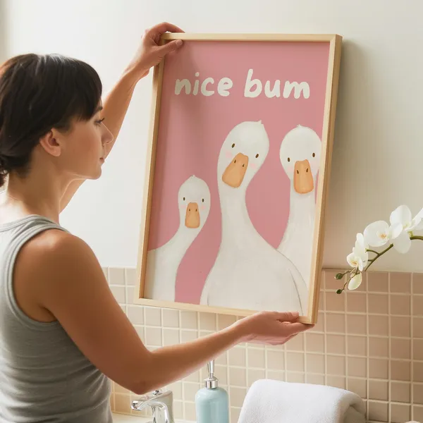 Nice Bum Goose Bathroom Funny Toilet Art Print