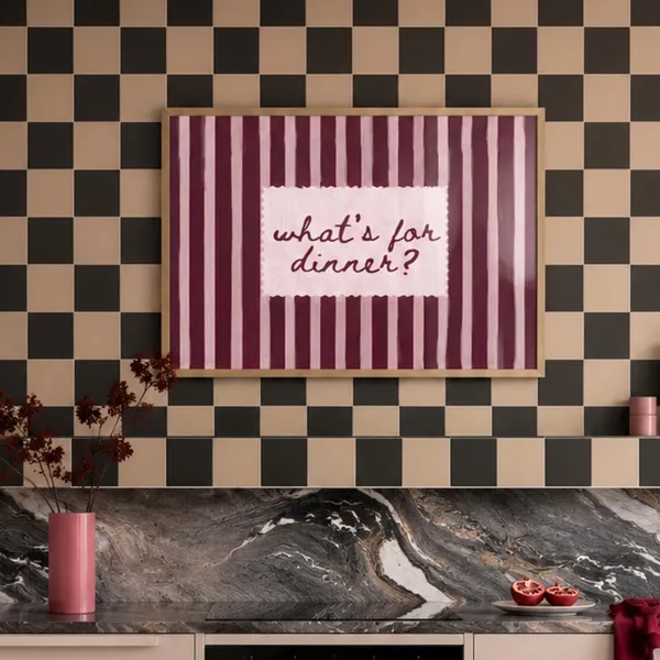 What's For Dinner Quote Print, Retro Kitchen Poster