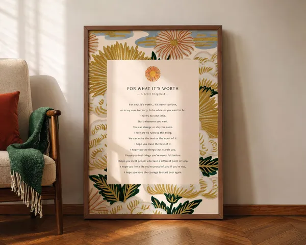 F. Scott Fitzgerald Quote Floral Literary Art Print