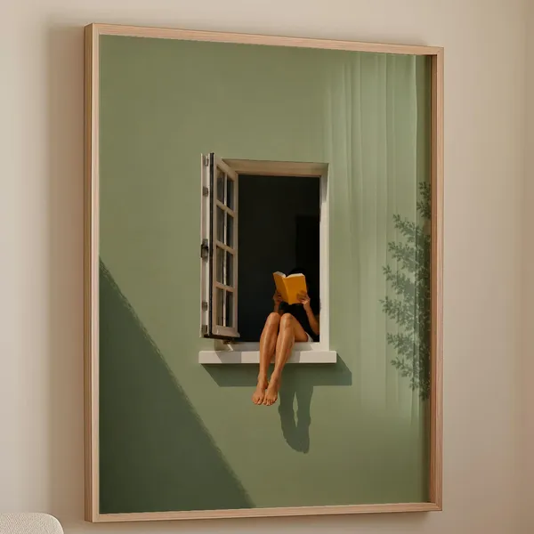 Minimalist Reading Window, Book Lover Gift Art Print