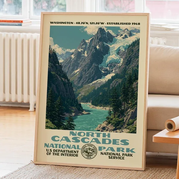North Cascades National Park Vintage WPA Travel Poster