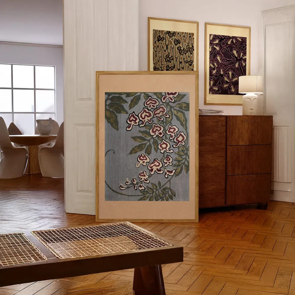 Vintage Japanese Wisteria Floral Botanical Meiji Style Poster - Image 4
